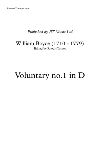 Boyce - Voluntary no.1 in D - trumpet solo parts
