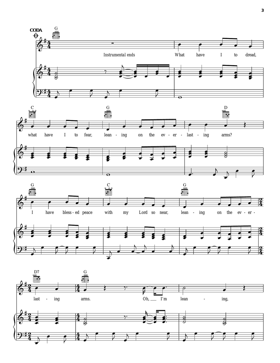 Leaning On The Everlasting Arms / 'Tis So Sweet To Trust In Jesus Piano, Vocal, Guitar scores gallery preview page 3