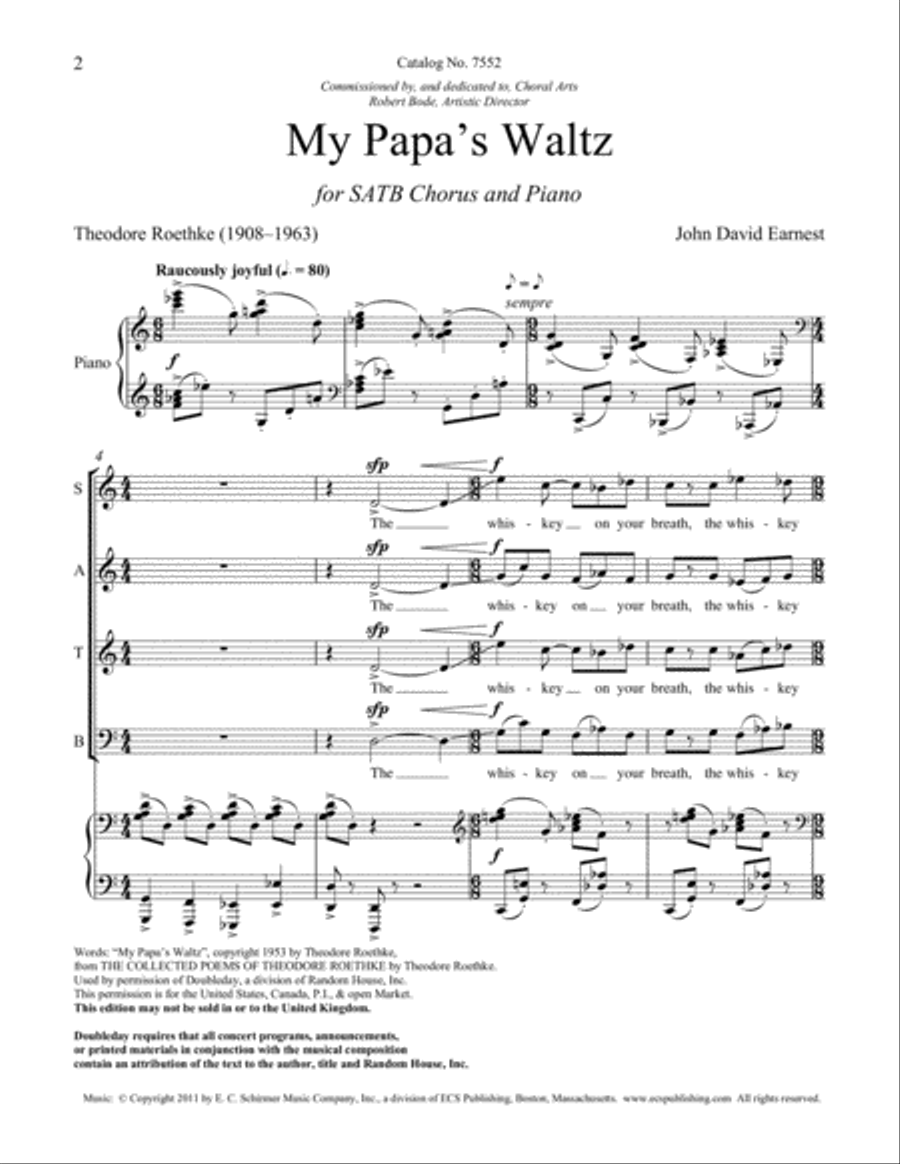 My Papa's Waltz 4-Part scores gallery preview page 2