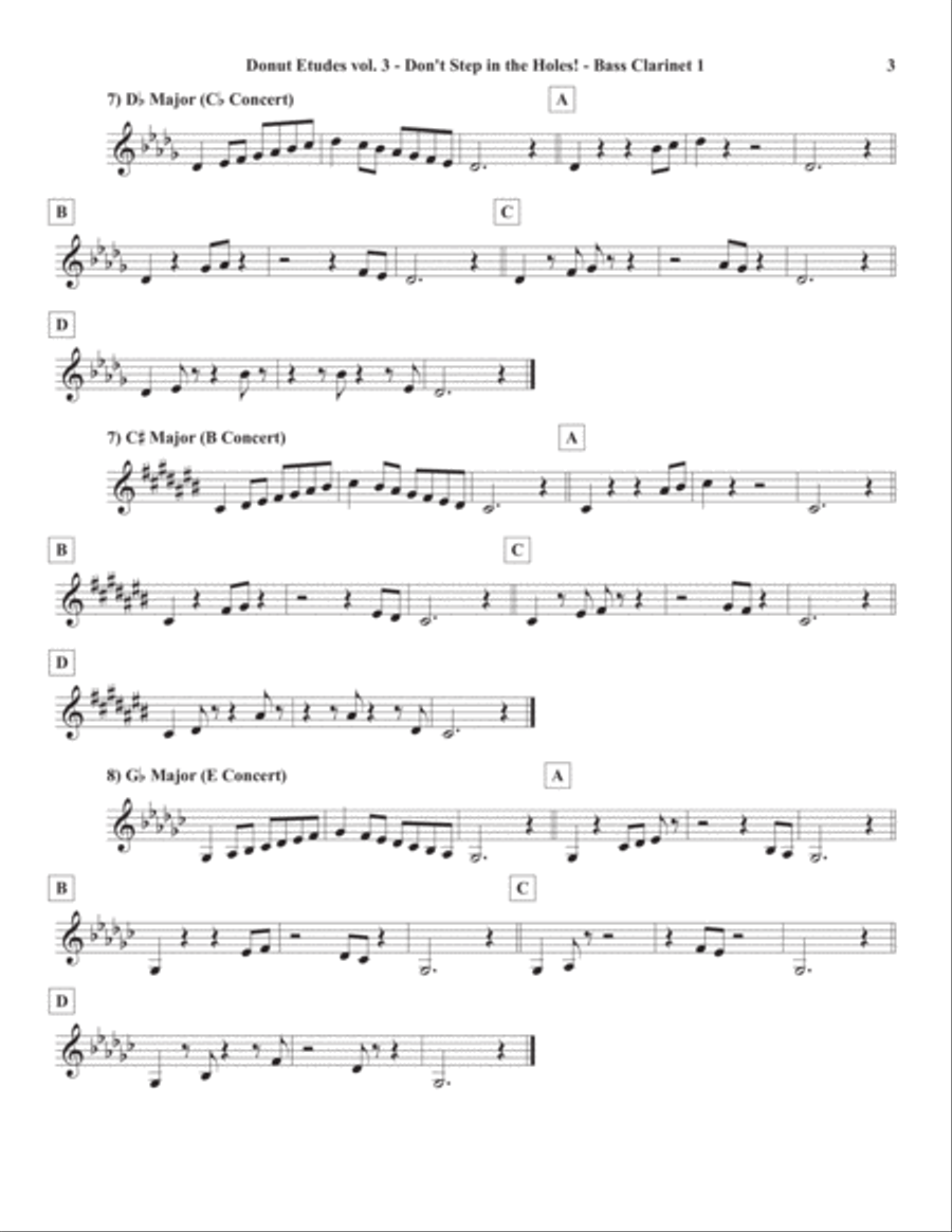 Donut Etudes vol. 3: Don’t Step in the Holes! – Bass Clarinet Quartet Clarinet Quartet scores gallery preview page 6