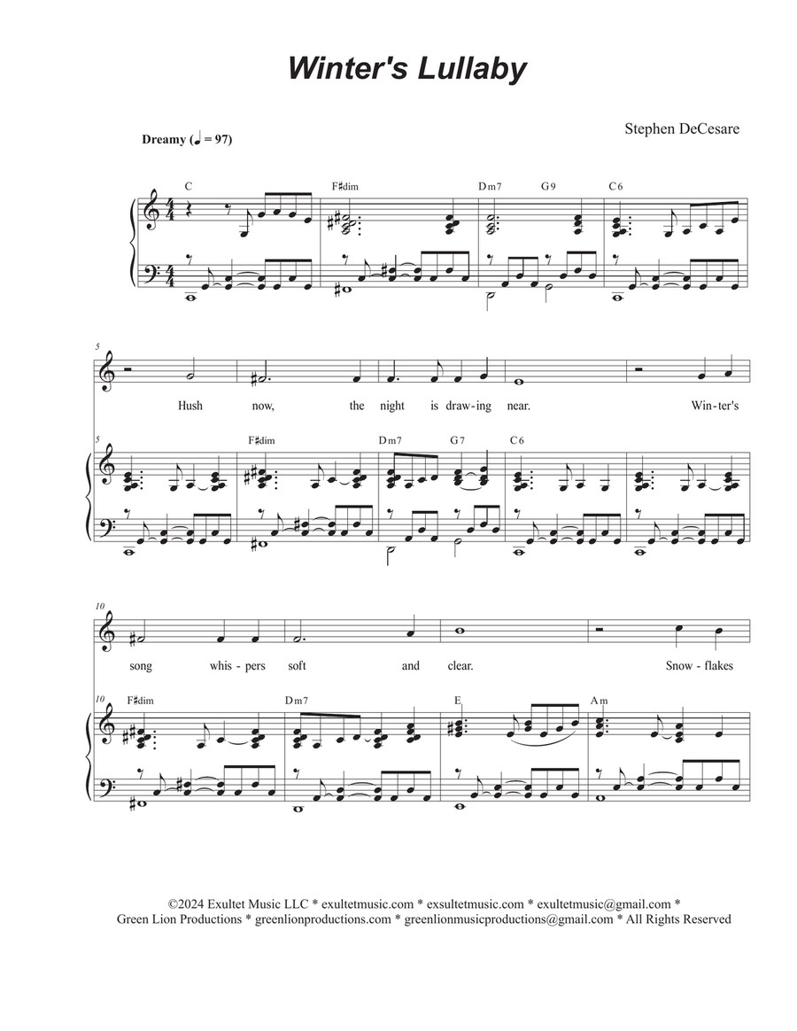 Book cover for Winter's Lullaby (Unison choir)