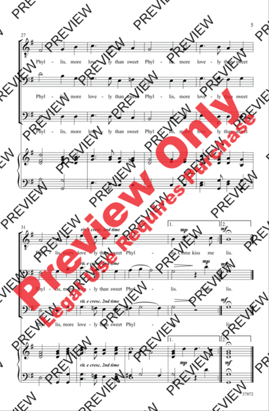 Two Morley Madrigals for Men Men's Choir scores gallery preview page 5