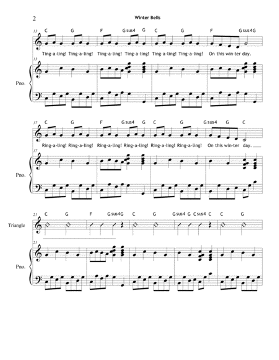 Winter Bells Winter Bells Unison Choir scores gallery preview page 2
