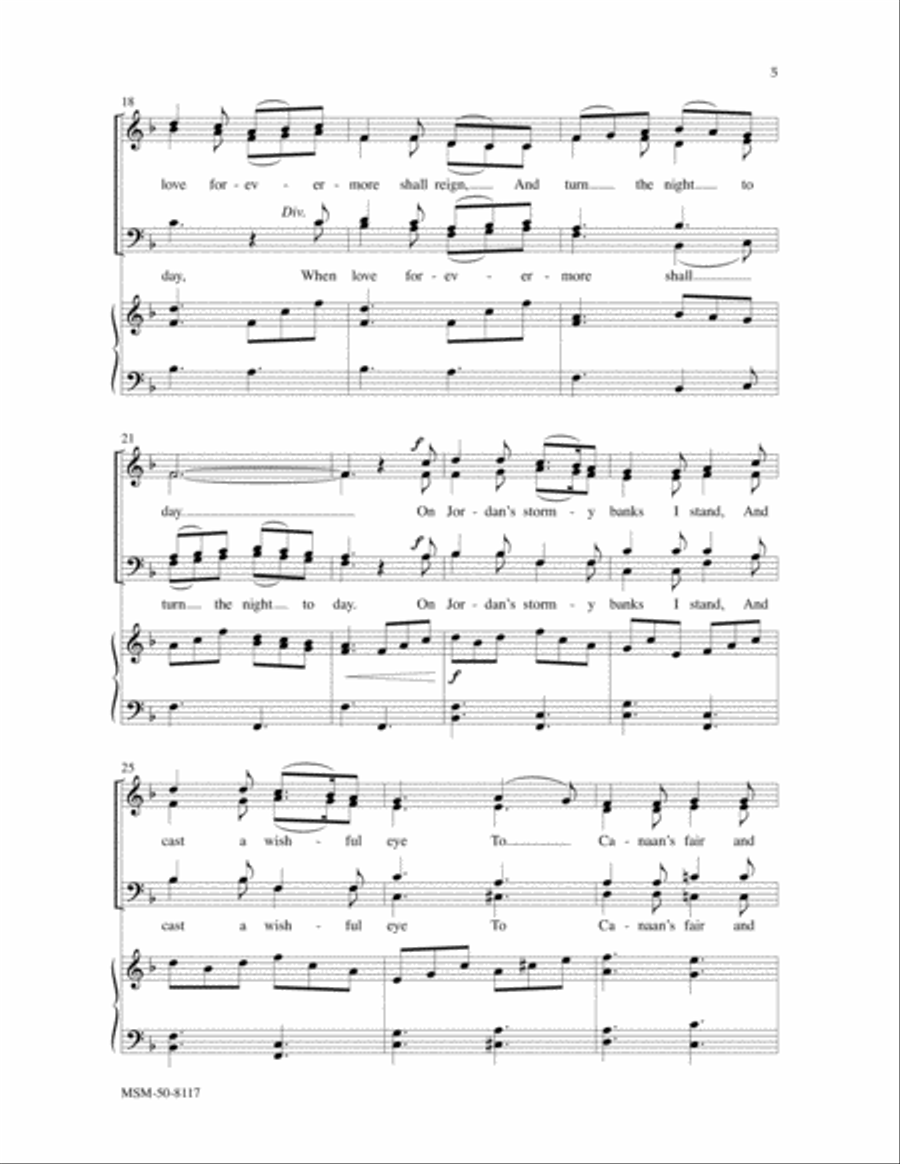 On Jordan's Stormy Banks I Stand 4-Part scores gallery preview page 4
