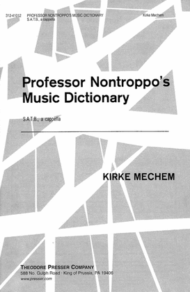 Book cover for Professor Nontroppo's Music Dictionary