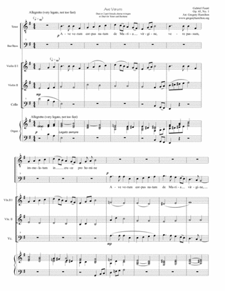 Ave Verum - By Gabriel Faure - Arr. for SA or TB with strings and organ.