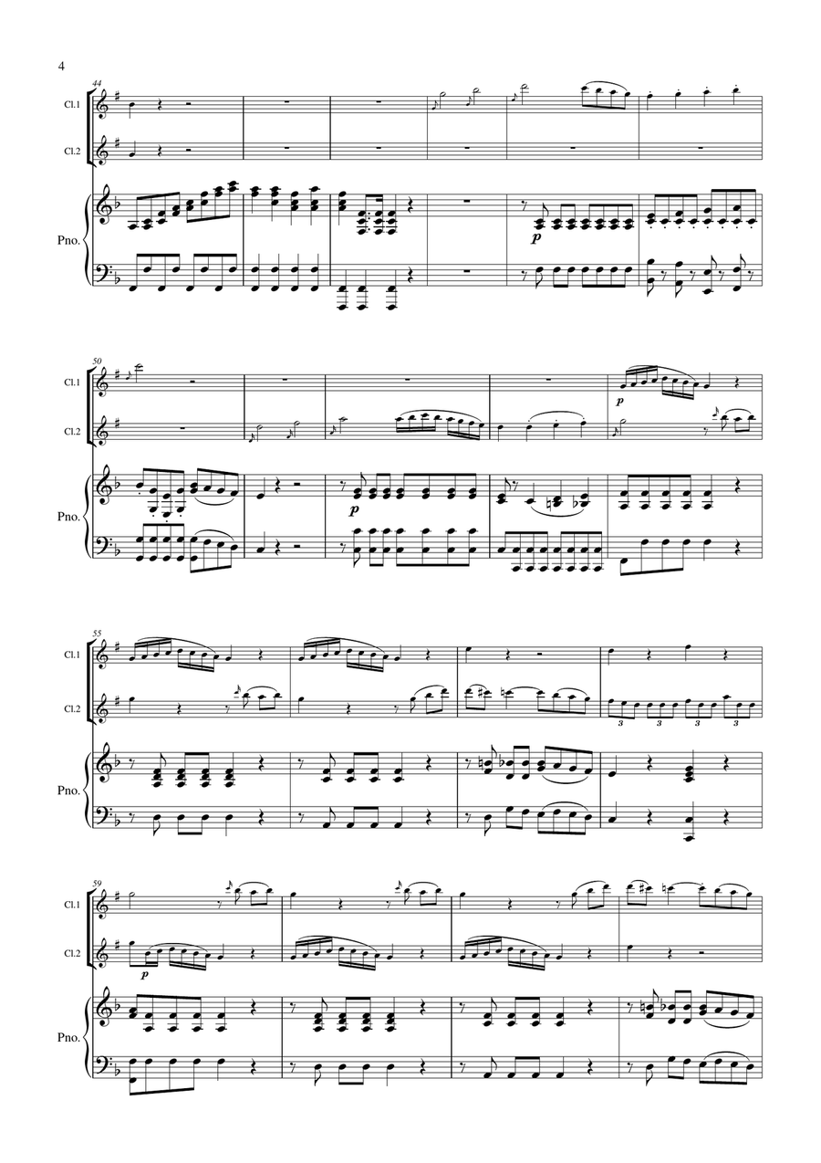 Concerto in G major G.1077 arranged for 2 clarinets and piano Clarinet Duet scores gallery preview page 5