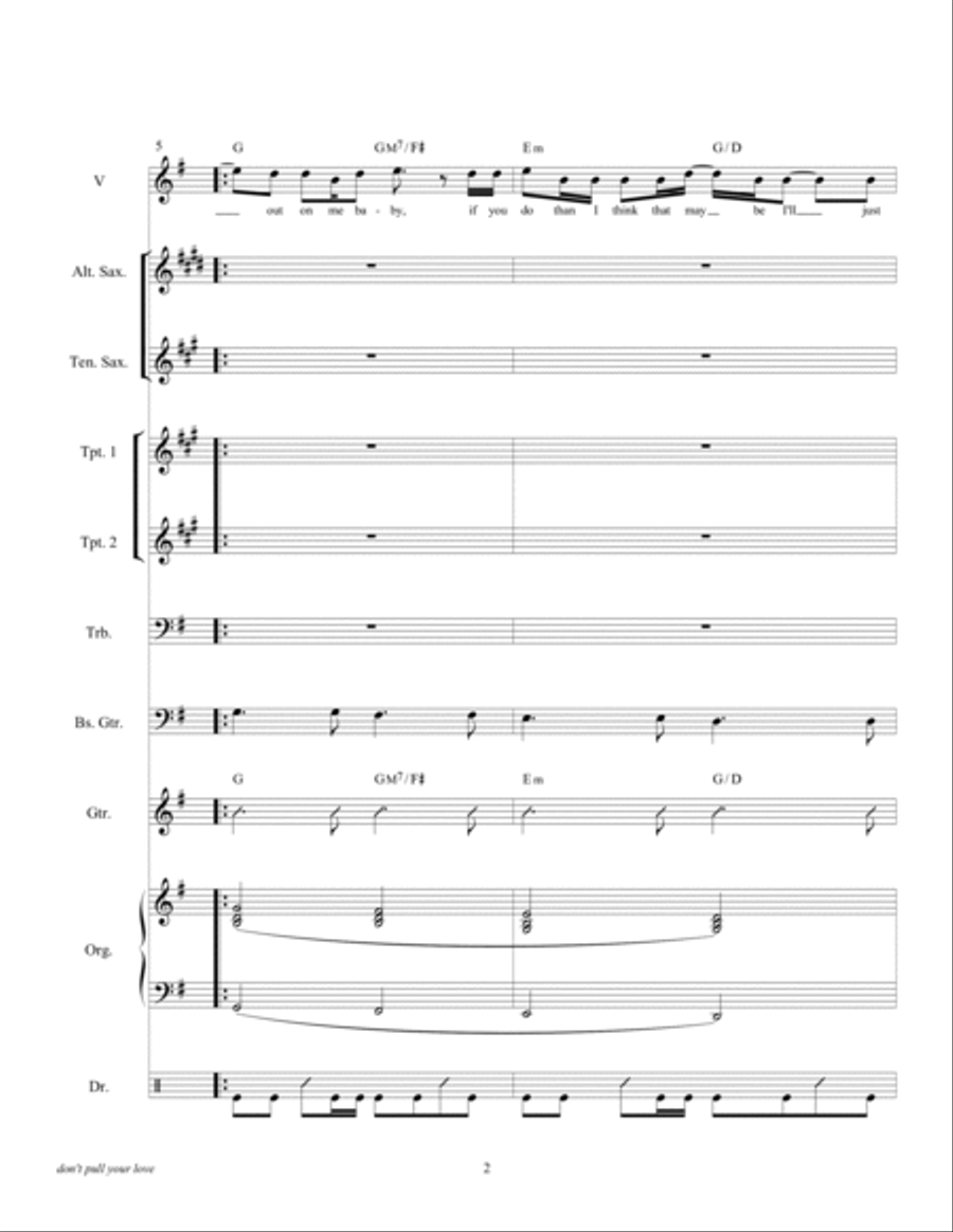 Don't Pull Your Love Large Ensemble scores gallery preview page 5