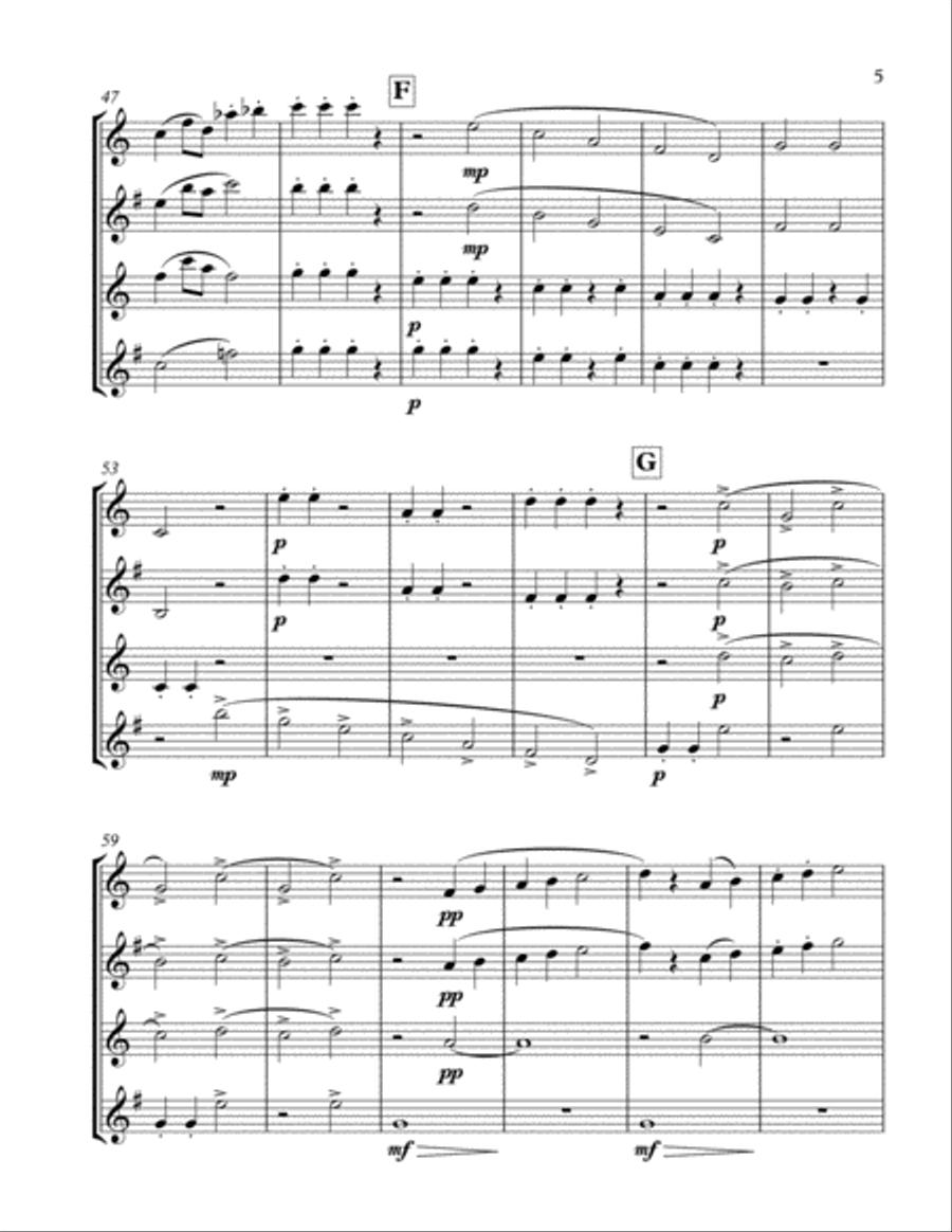 Wonderful Christmastime Woodwind Quartet scores gallery preview page 6