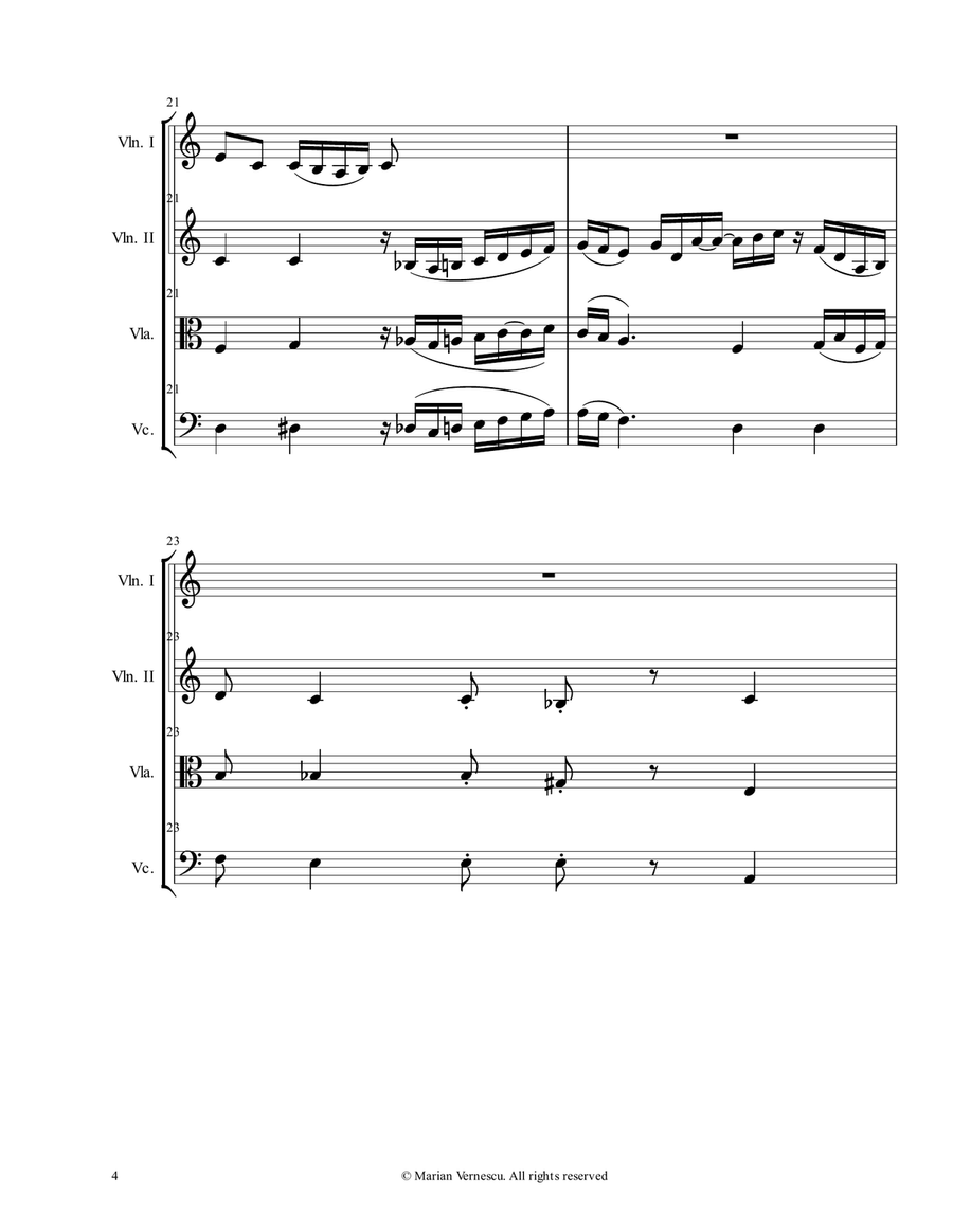 Mocirita cu trifoi, Romanian folk song String Quartet scores gallery preview page 4