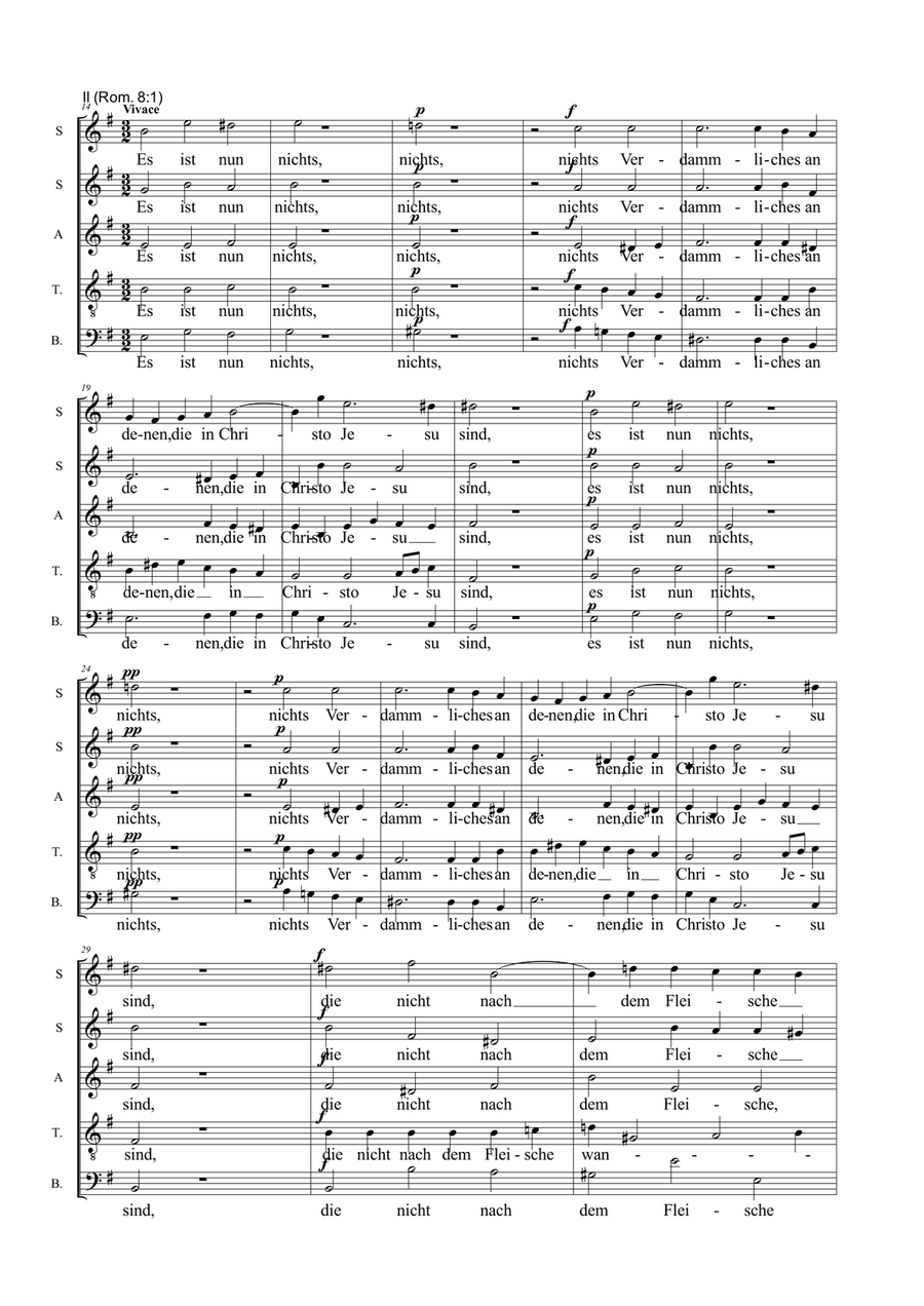 J.S.Bach - BWV 227 - 1. Jesu, meine Freude - SATB and 2. Es ist nun nichts - SSATB Divisi scores gallery preview page 3