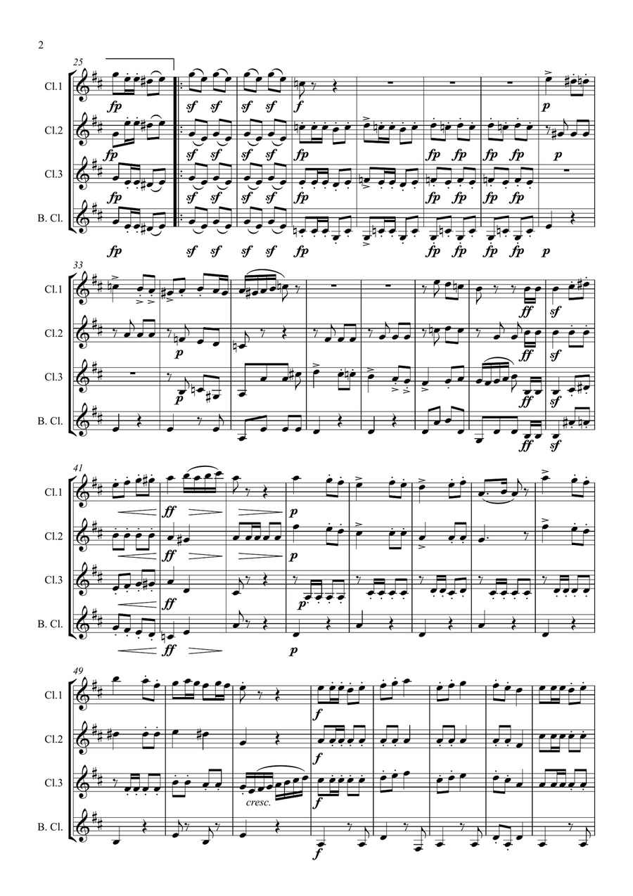 Schubert: Marche Militaire Op.51 No.1 in D, D733 - clarinet quartet Clarinet Quartet scores gallery preview page 2