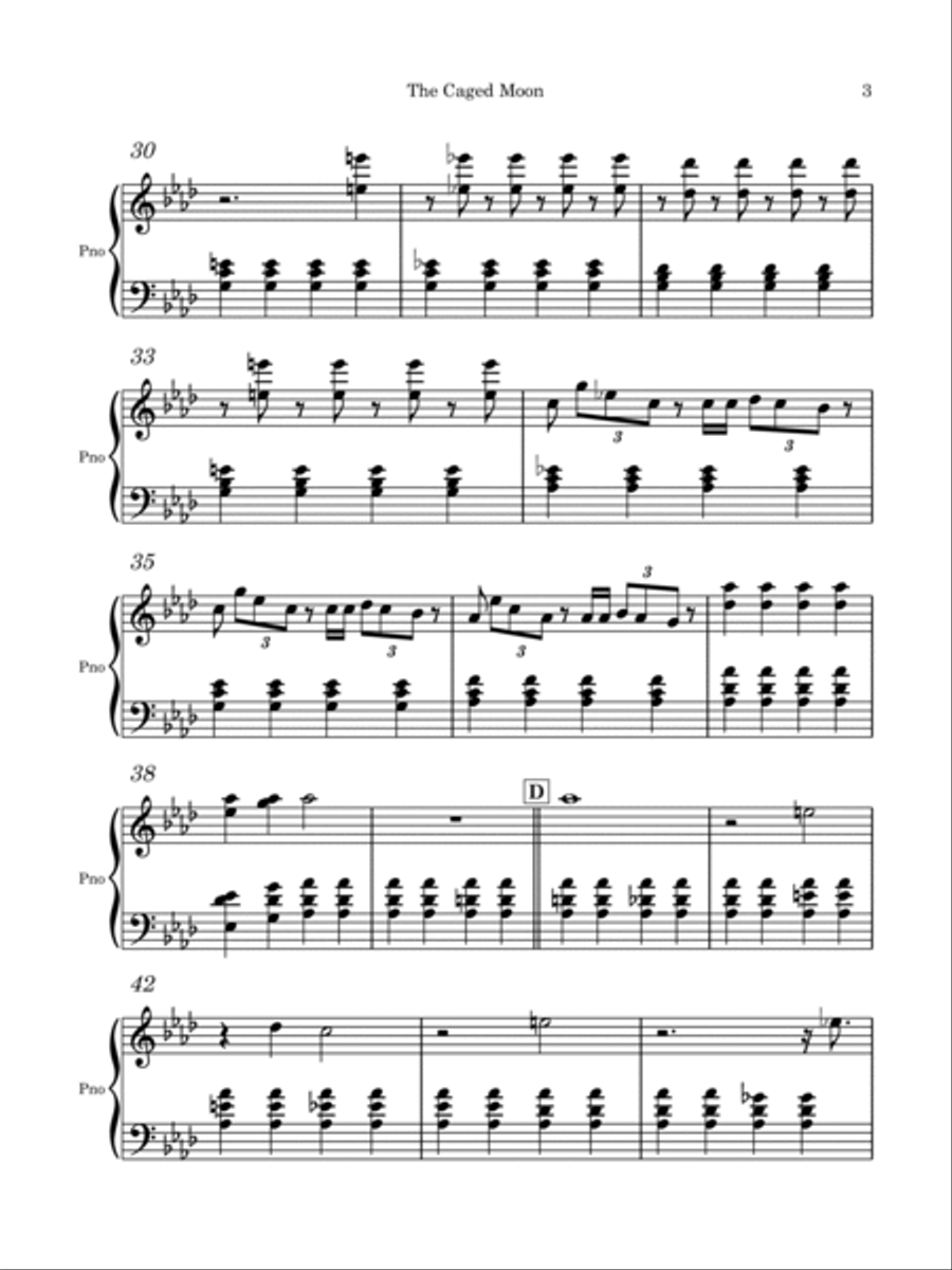 The Caged Moon The Caged Moon Piano Solo scores gallery preview page 3