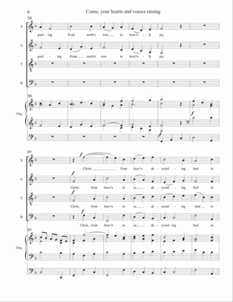Come, your hearts and voices raising 4-Part scores gallery preview page 6