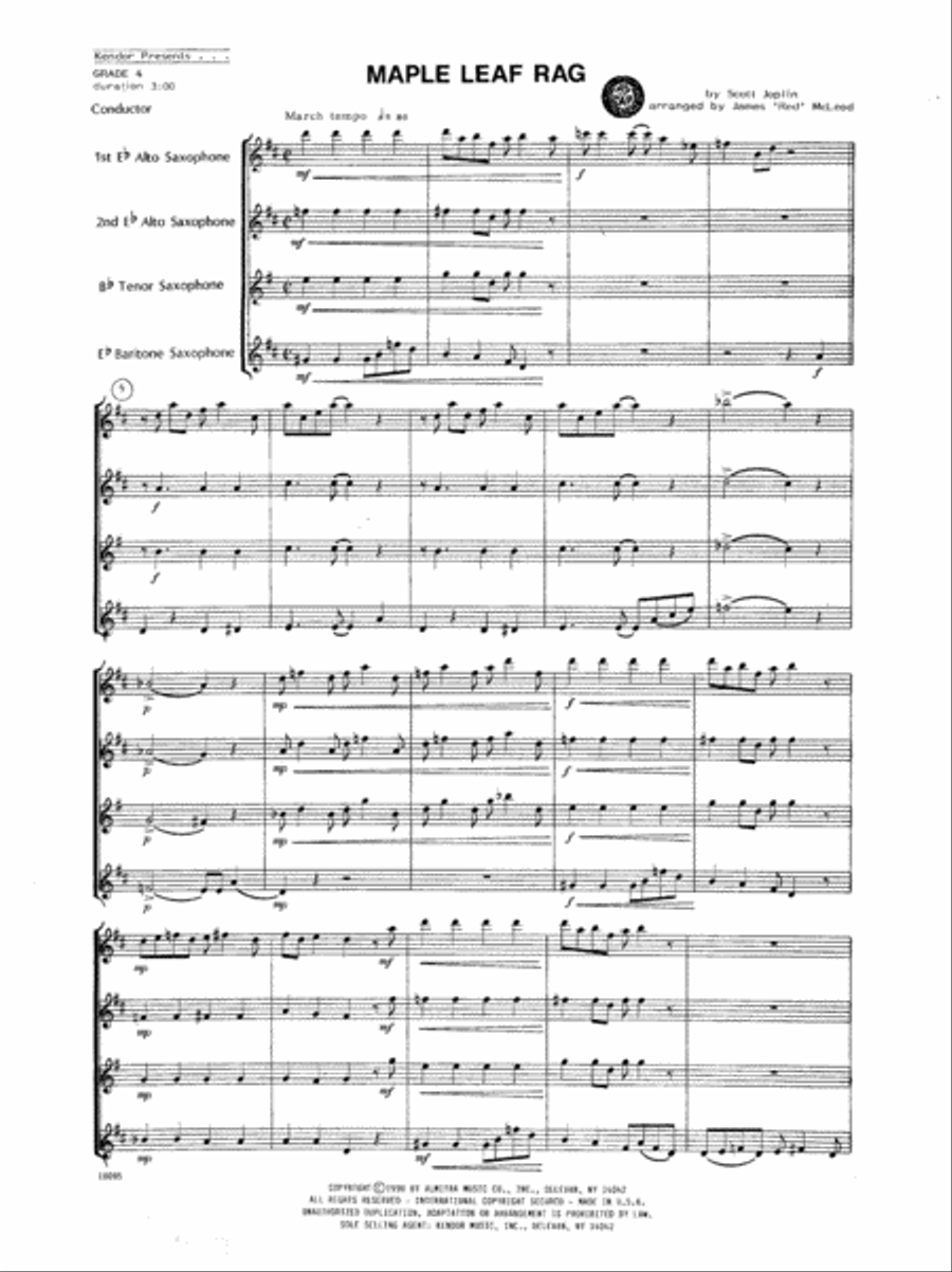 Maple Leaf Rag Saxophone Quartet scores gallery preview page 2