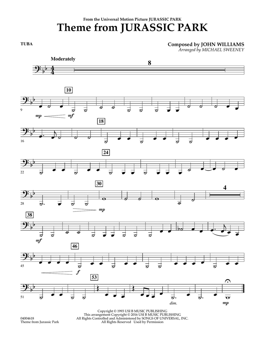Theme from Jurassic Park - Tuba Tuba scores gallery preview page 1