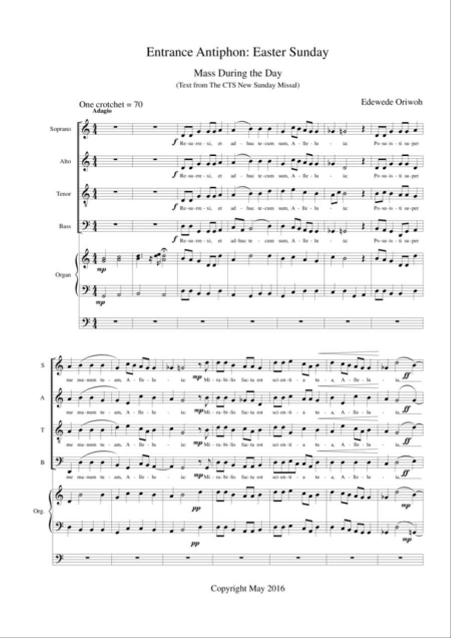 EASTER Entrance Antiphon-Mass During The Day 4-Part scores gallery preview page 1