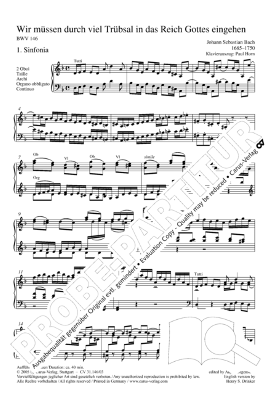 Through bitter tribulation we enter into God's kingdom (Wir mussen durch viel Trubsal in das Reich Gottes eingehen) 4-Part scores gallery preview page 6
