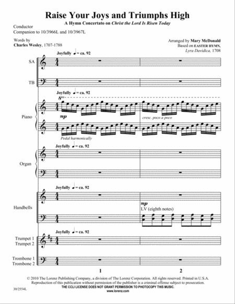 Raise Your Joys and Triumphs High - Instrumental Score and Parts Choir scores gallery preview page 2