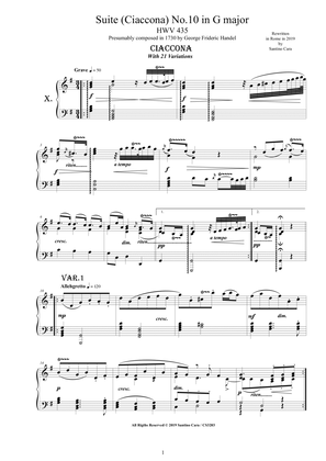 Handel - Piano Suite No.10 (Ciaccona with 21 variations) in G major HWV 435