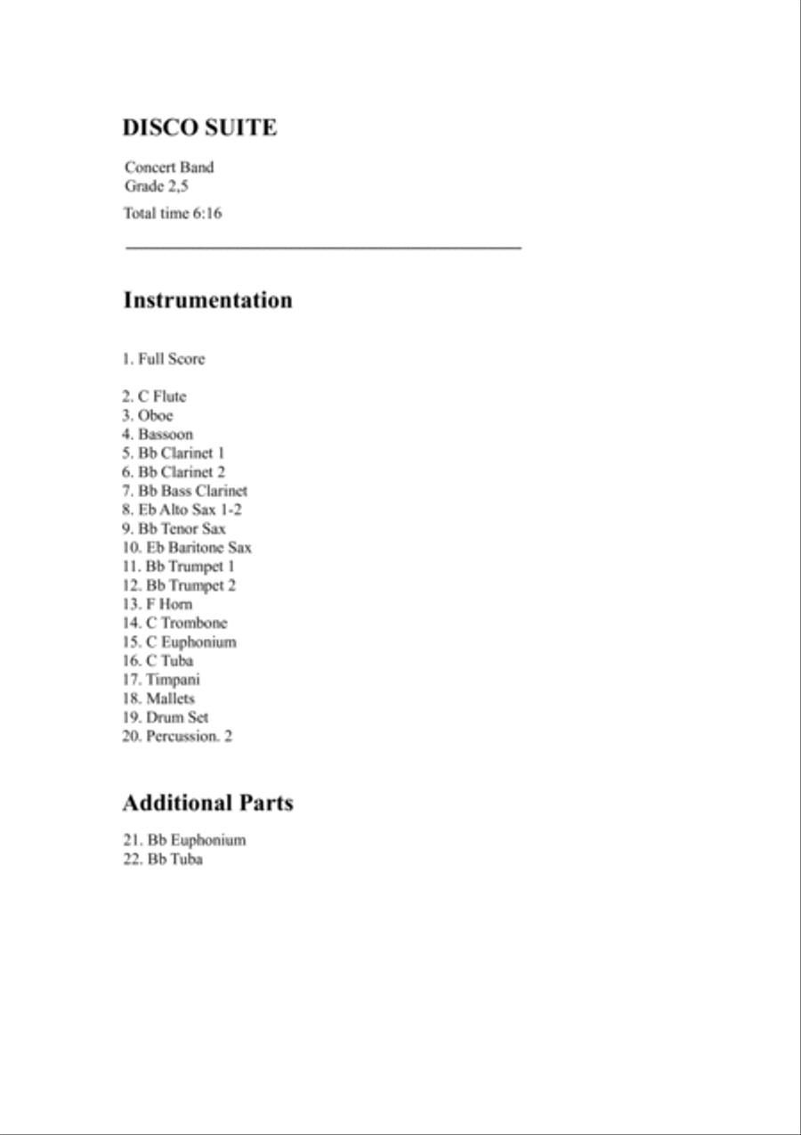 Disco Suite Concert Band scores gallery preview page 2
