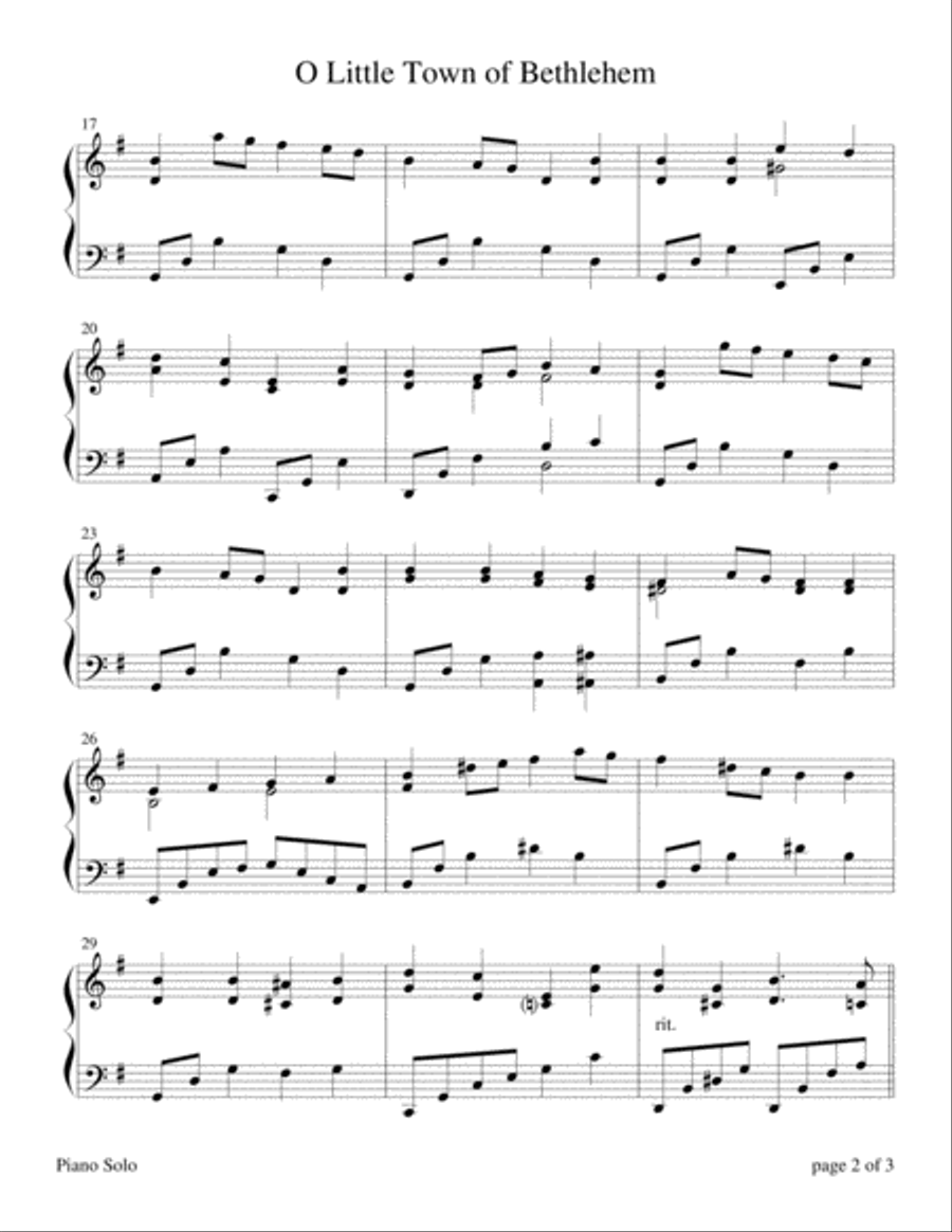 The Four Seasons Hymn Medleys: O Little Town of Bethlehem Piano Solo scores gallery preview page 2