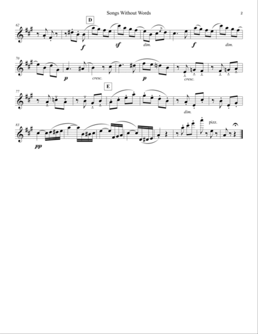 Mendelssohn: Songs Without Words, arr. for string quartet String Quartet scores gallery preview page 3