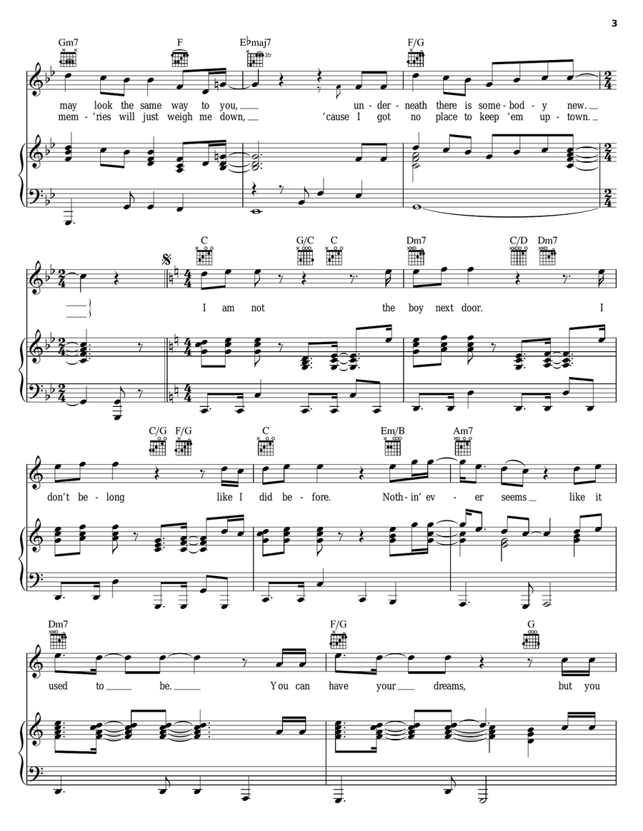 Not The Boy Next Door (from The Boy From Oz) Piano, Vocal, Guitar scores gallery preview page 3