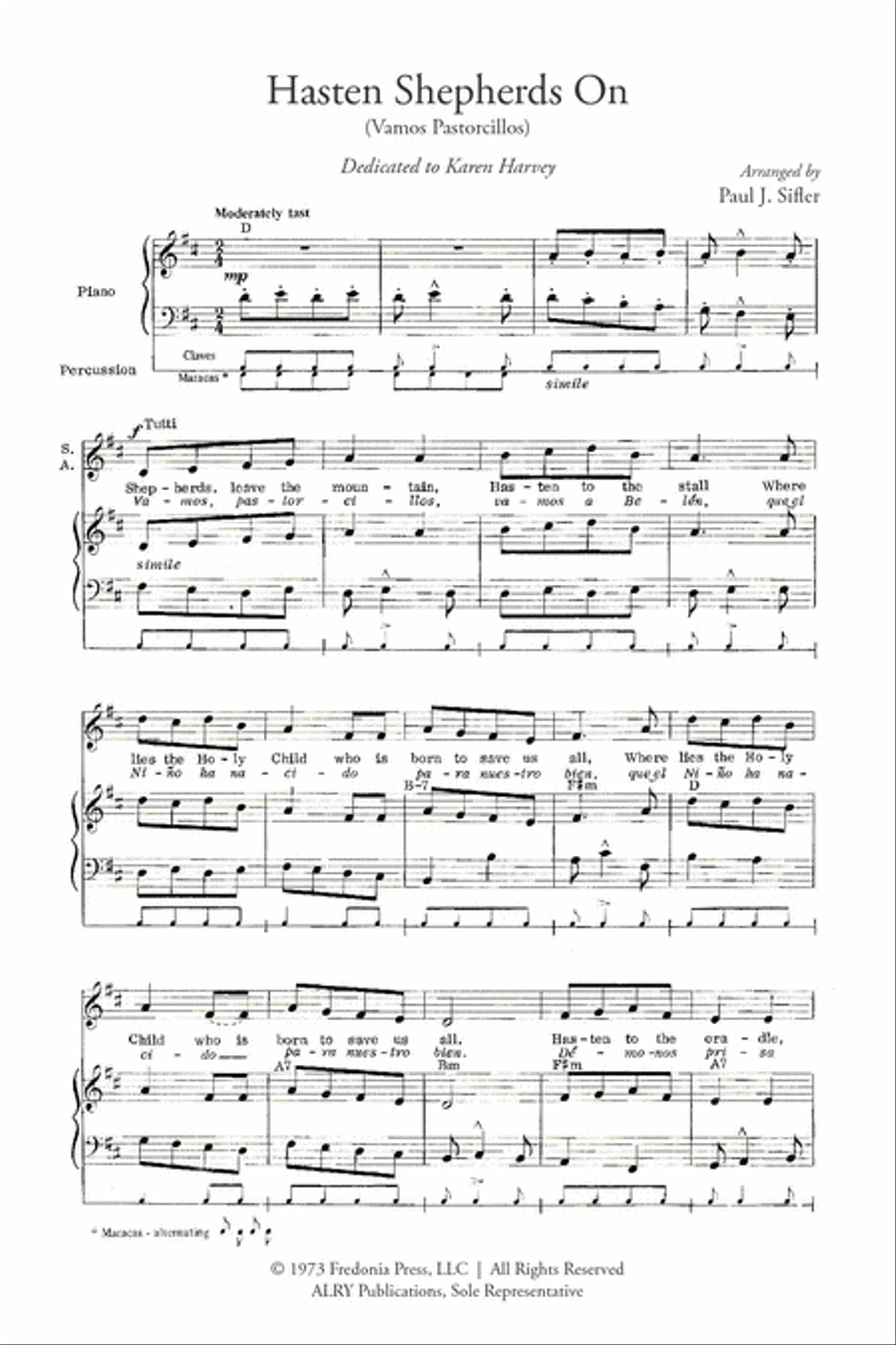 Hasten Shepherds On for Women's Choir (SA) and Piano SA scores gallery preview page 2