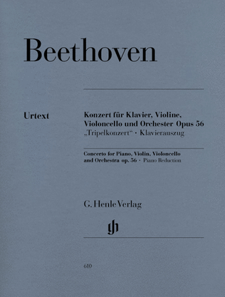 Book cover for Concerto C major for Piano, Violin, Violoncello and Orchestra [Triple Concerto] op. 56