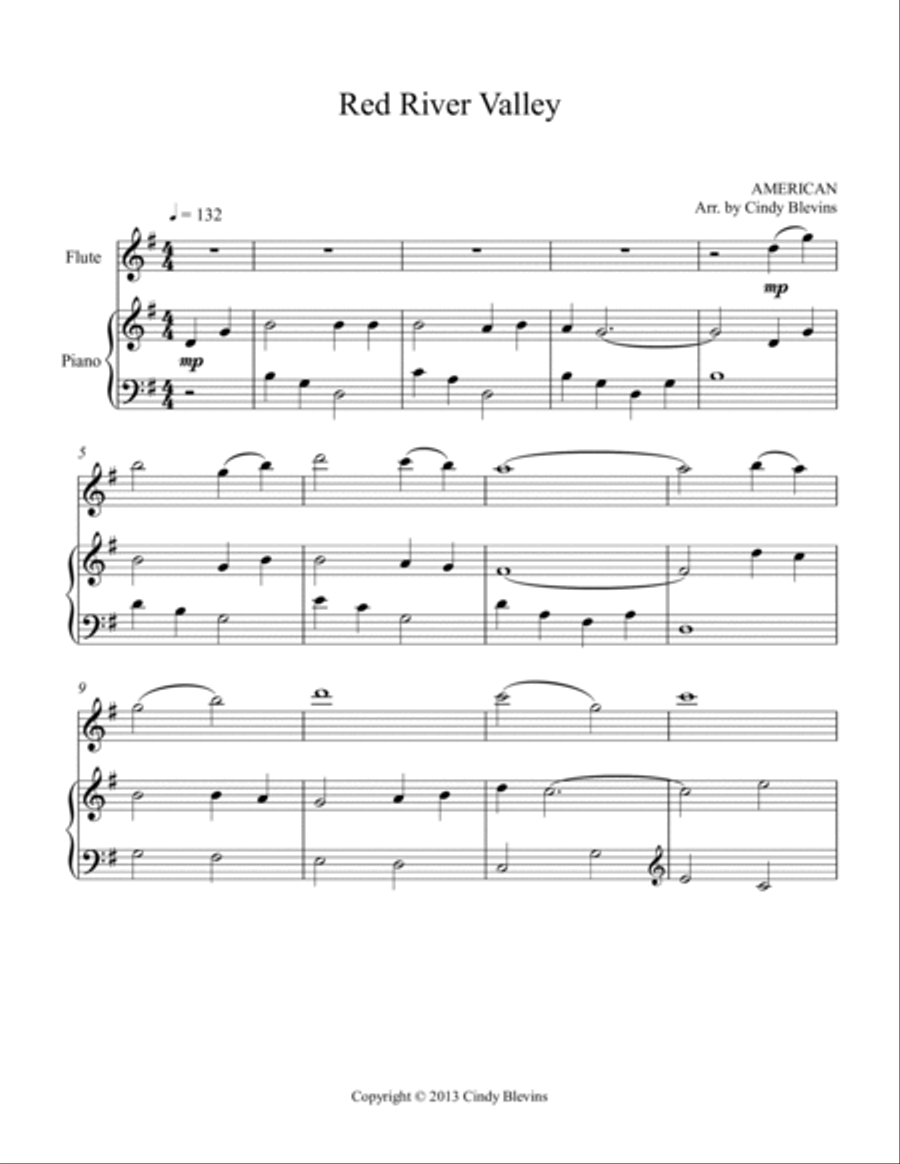 Red River Valley, for Piano and Flute Flute Solo scores gallery preview page 2