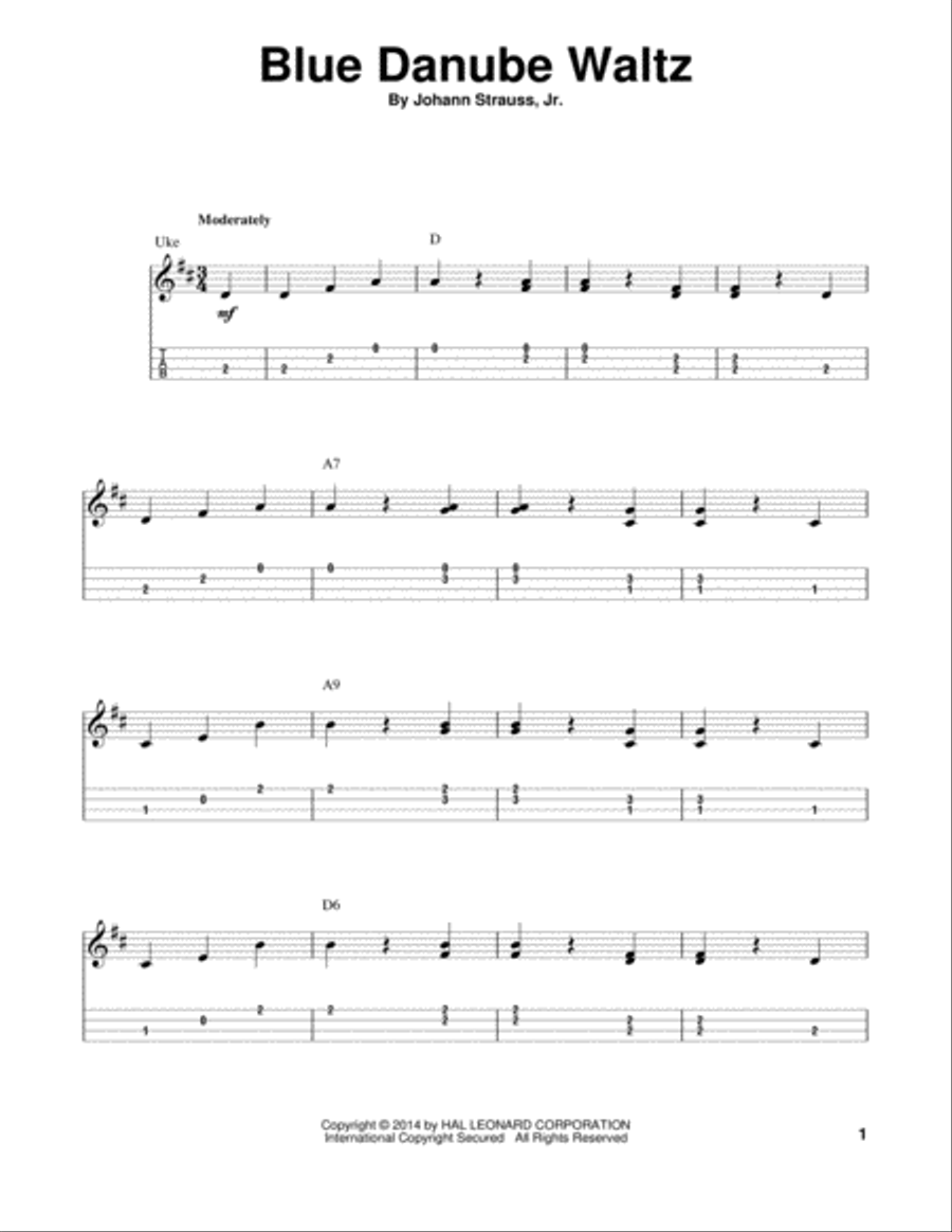 Blue Danube Waltz Ukulele scores gallery preview page 1