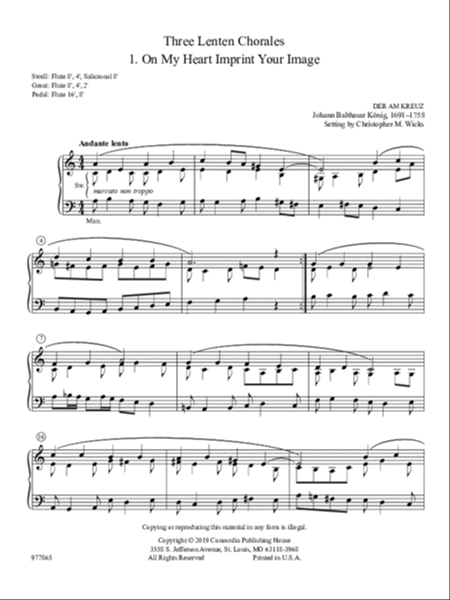 Three Lenten Chorales for Organ Organ Solo scores gallery preview page 2