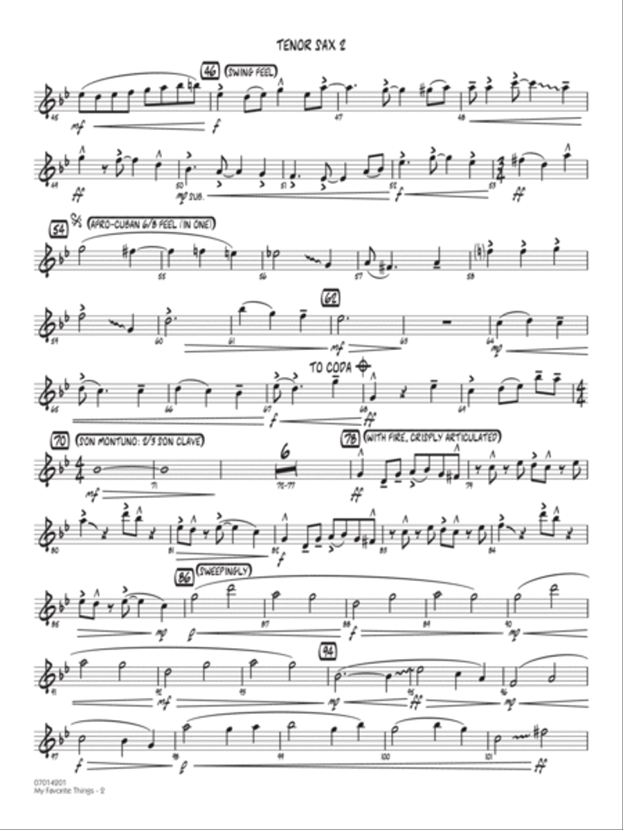 My Favorite Things (arr. Michele Fernández) - Tenor Sax 2