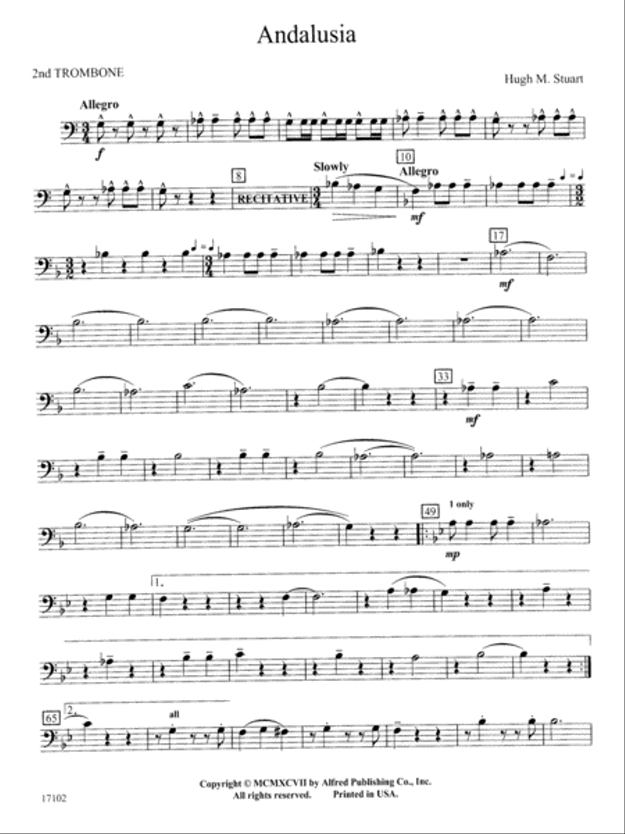 Andalusia: 2nd Trombone Concert Band scores gallery preview page 1