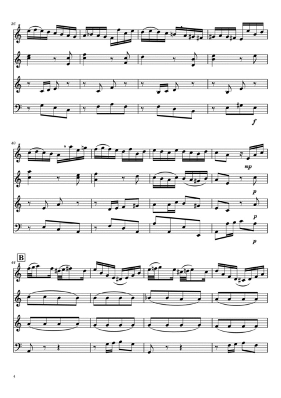 Bach - Violin Concerto in A minor - BWV 1041 - String Quartet - For four parts Complete 4-Part scores gallery preview page 4