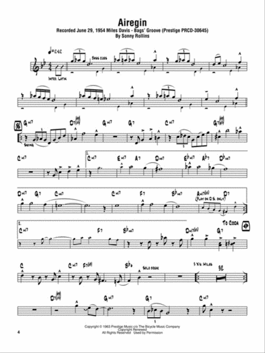 Sonny Rollins Omnibook B-Flat Instrument scores gallery preview page 3
