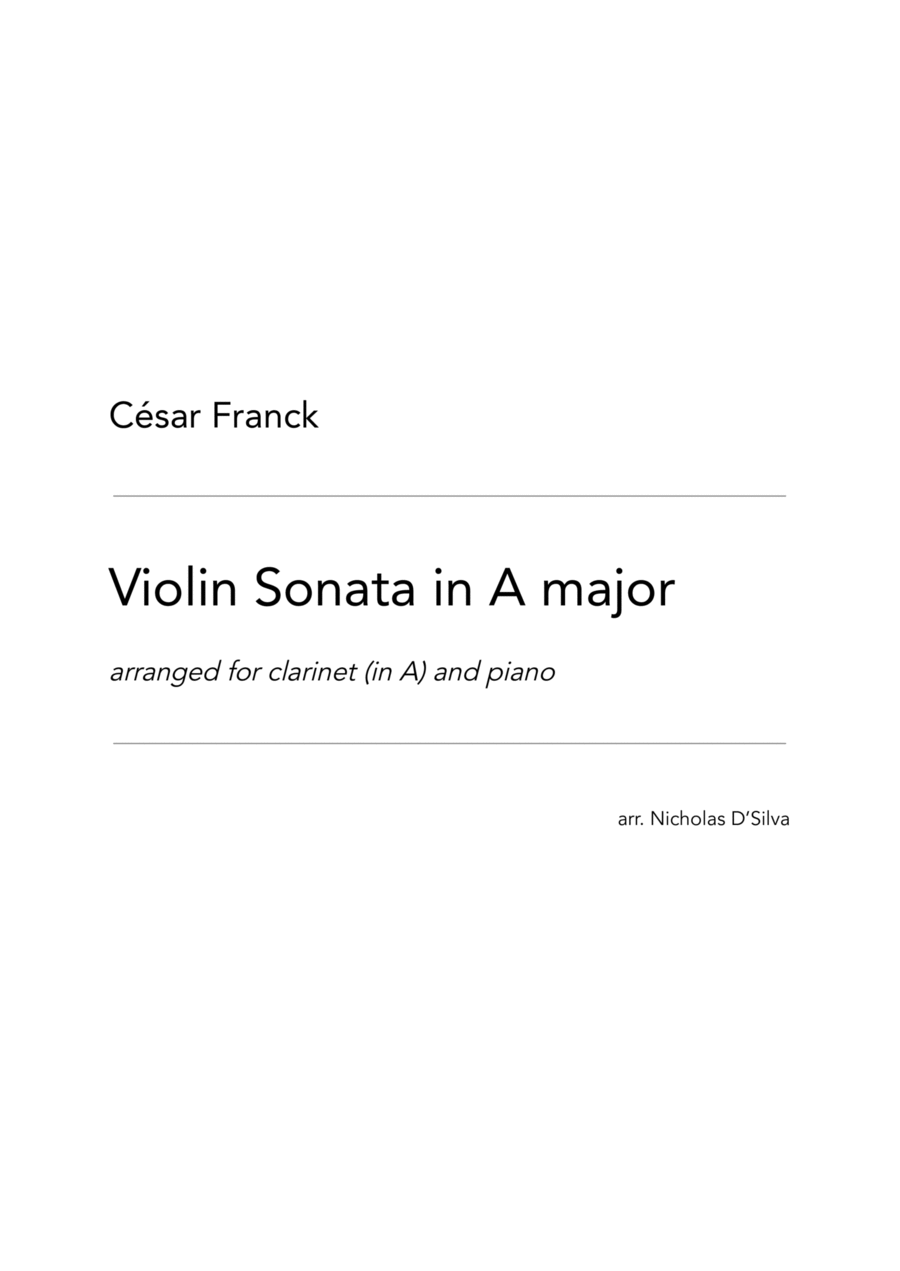 C. Franck - Violin Sonata in A major arranged for clarinet and piano (Solo Part Only) A Clarinet scores gallery preview page 1