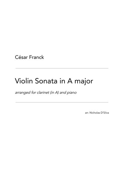 C. Franck - Violin Sonata in A major arranged for clarinet and piano (Solo Part Only)