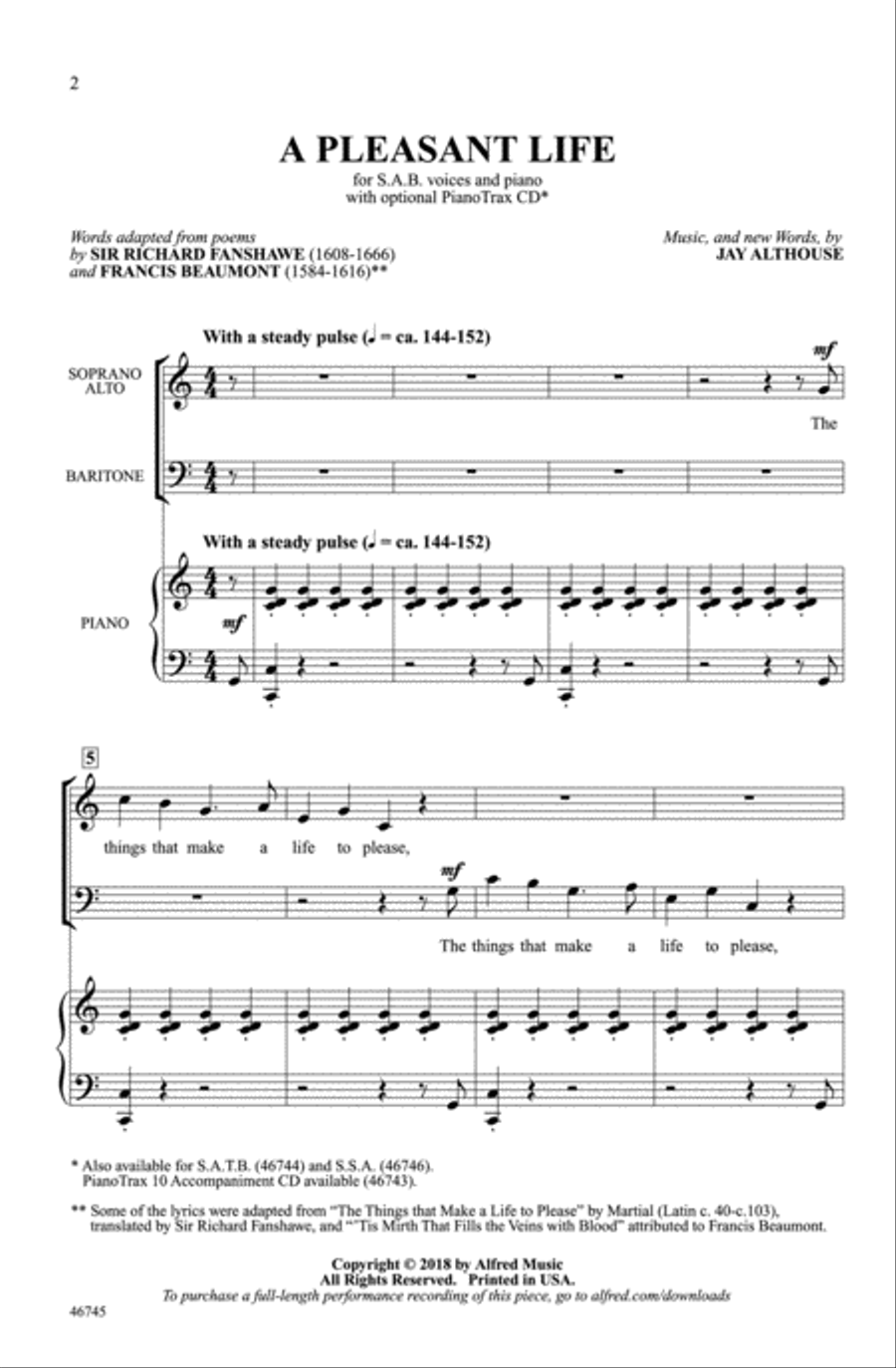A Pleasant Life A Pleasant Life Choir scores gallery preview page 1