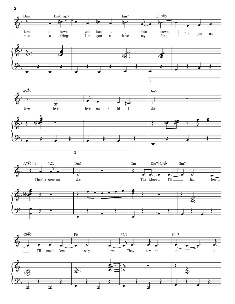 I'm Gonna Live Till I Die Piano, Vocal scores gallery preview page 2