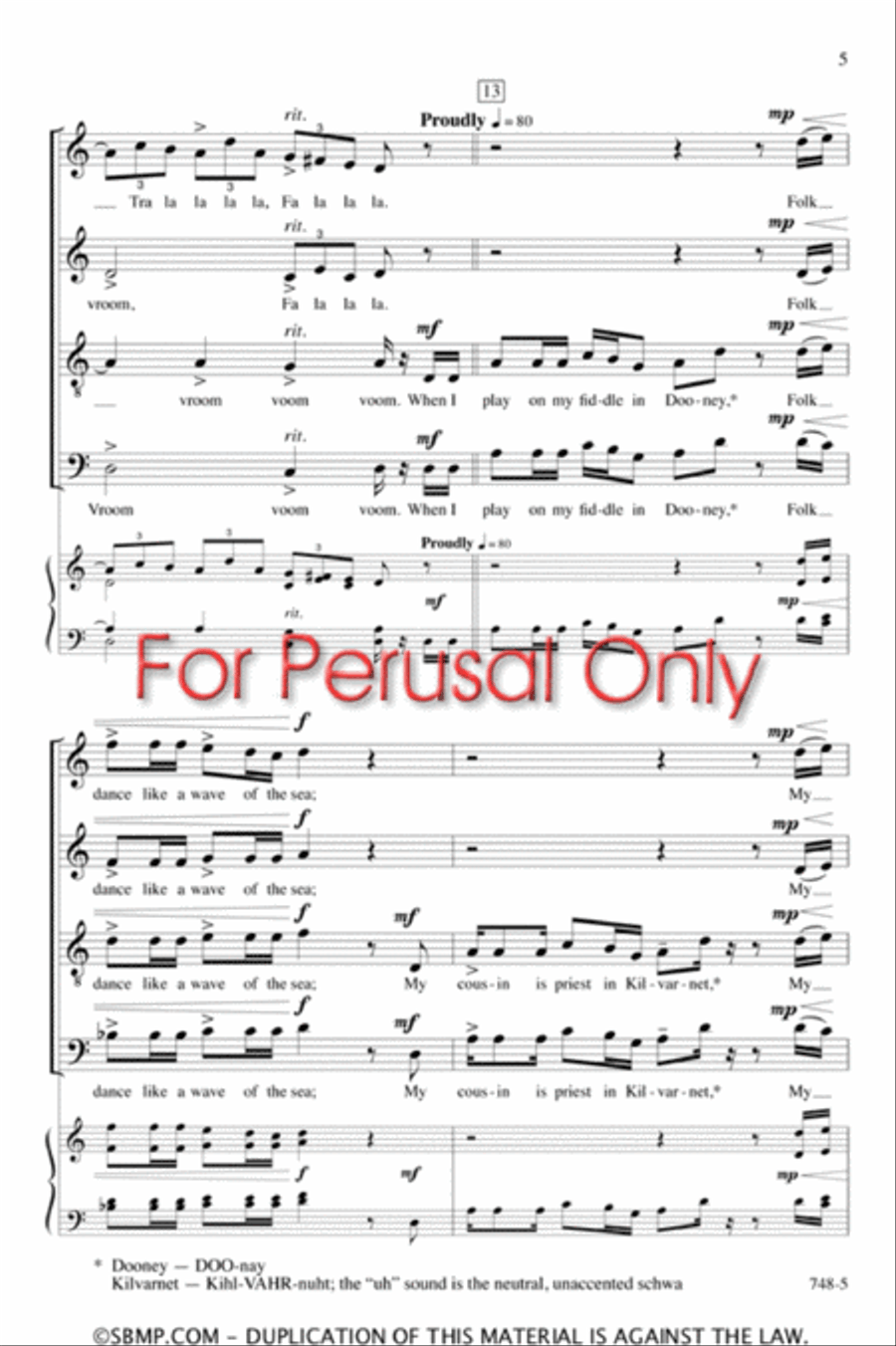 The Fiddler of Dooney - SATB Octavo 4-Part scores gallery preview page 4
