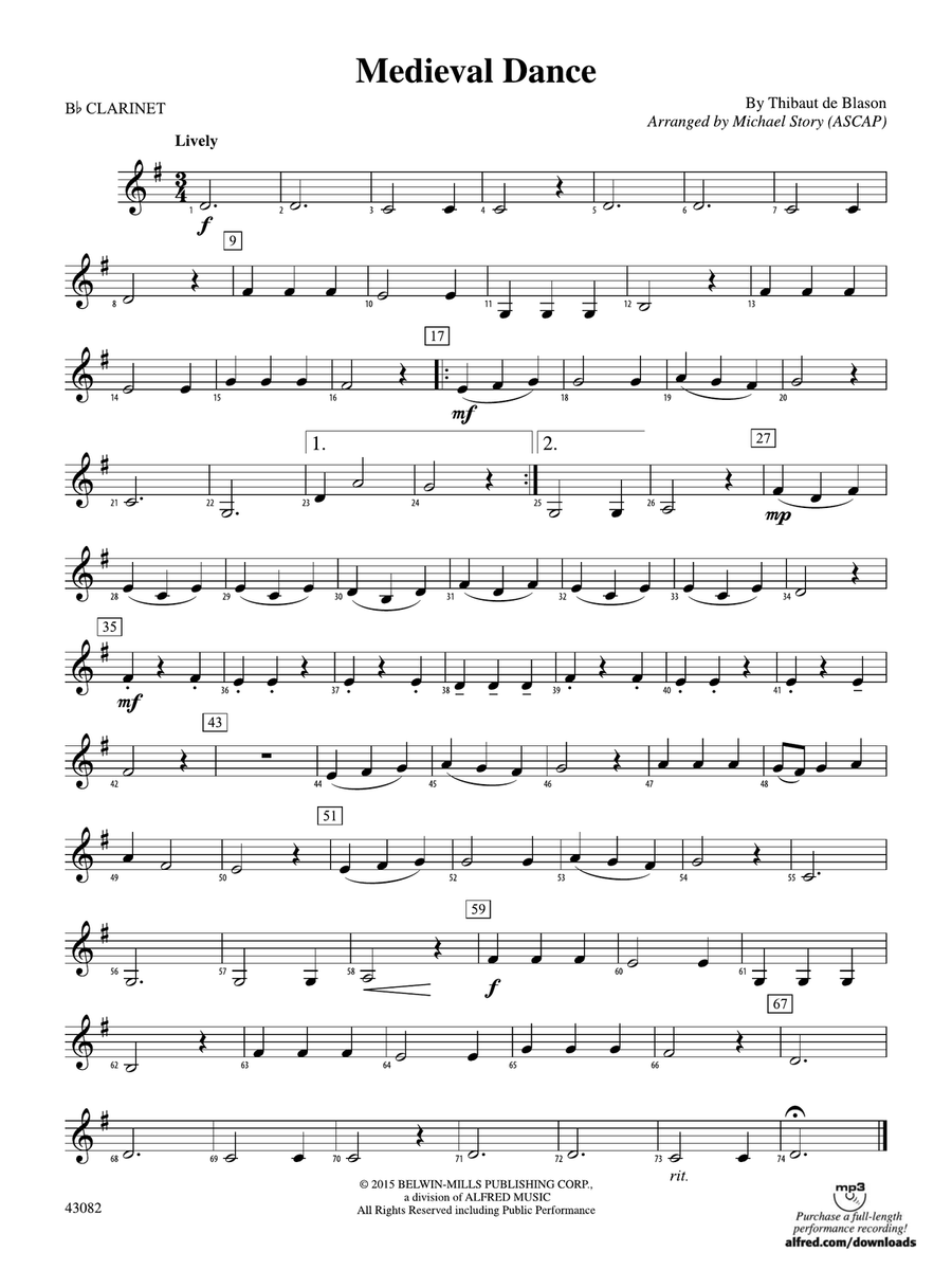 Medieval Dance: 1st B-flat Clarinet