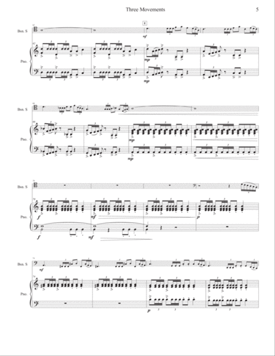 Three Movements (for bassoon and reduction for piano) Bassoon scores gallery preview page 6