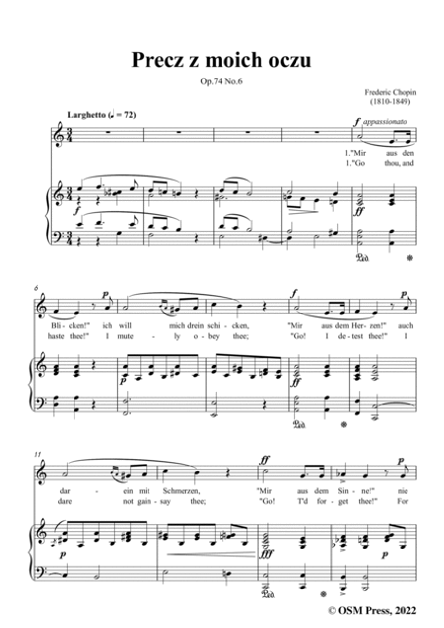 Chopin-Precz z moich oczu(Mir aus den Blicken),in a minor,Op.74 No.6 Voice scores gallery preview page 3