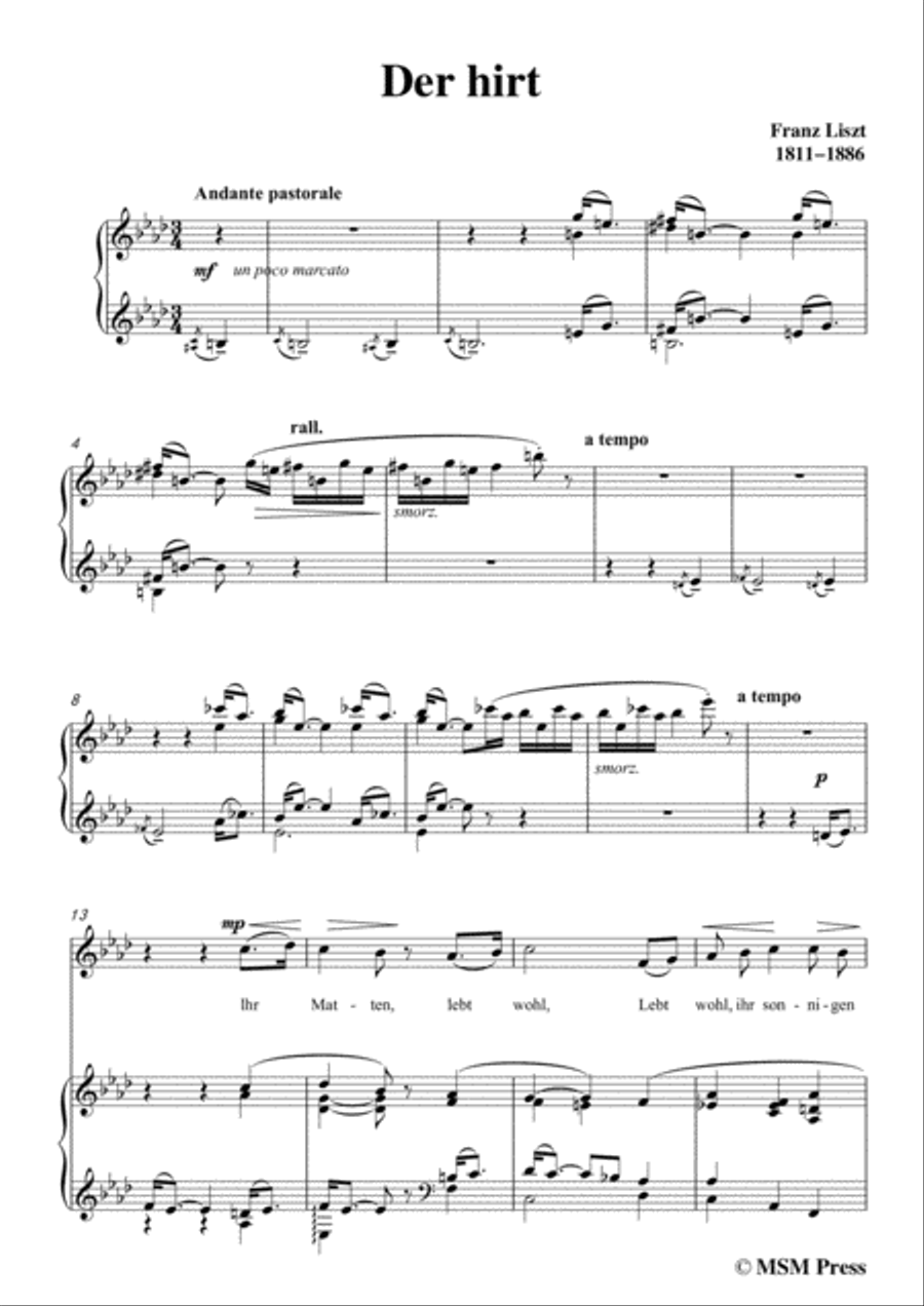 Liszt-Der hirt in A flat Major,for Voice and Piano Voice Solo scores gallery preview page 3