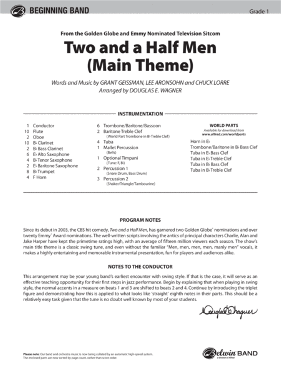 Two and a Half Men (Main Theme): Score Concert Band scores gallery preview page 1