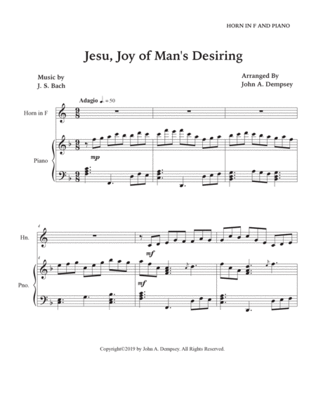 Jesu, Joy of Man's Desiring (Horn in F and Piano) image number null