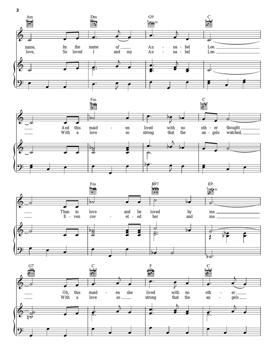 Annabel Lee Annabel Lee Piano, Vocal, Guitar scores gallery preview page 2