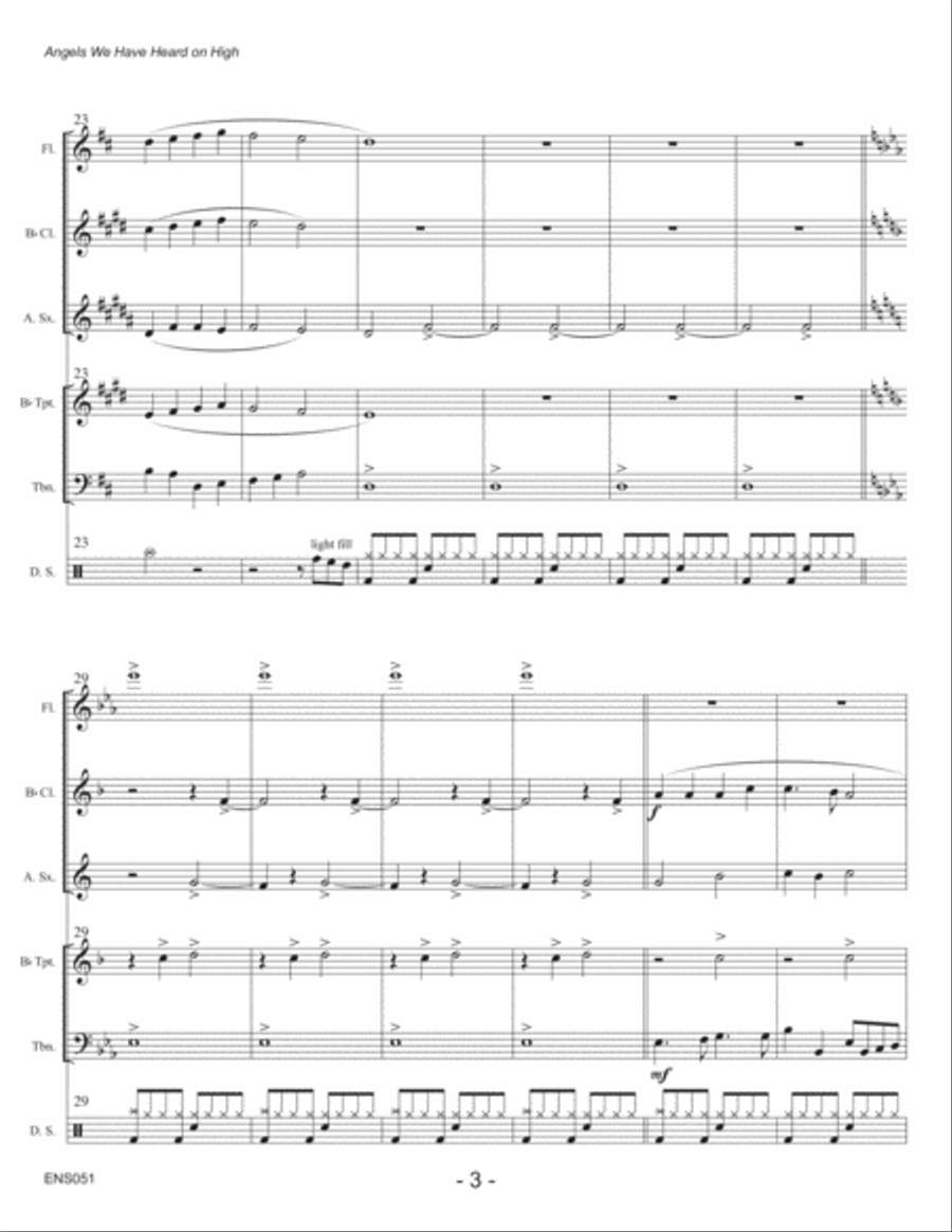 ANGELS WE HAVE HEARD ON HIGH - MIXED ENSEMBLE with optional Piano Large Ensemble scores gallery preview page 3